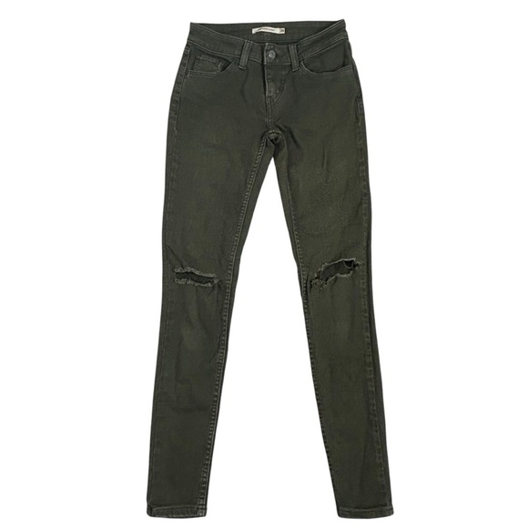 Levi’s 535 Olive Green Destroyed Knee Skinny Jeans - Picture 4 of 14